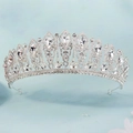 Elegante tiara da sposa in argento con strass di cristallo per matrimoni e feste di gala - Corona in Strass Argento (TS-J3424S)