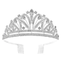 Couronne de mariée argentée avec strass scintillants et peigne à cheveux pour fixation - Peigne à Cheveux Fixe Motif Creux Argent (TS-J3302S)
