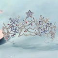 Detail view of snowflake and star crown with silver metal and iridescent rhinestones - Silver With Colorful Rhinestones