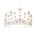 Élégante couronne de tiare dorée avec cristaux étincelants pour accessoires de mariée - Diadème Creux Forme Étoile Or (TS-J2796G)