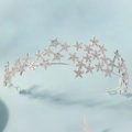 Cerchietto a corona con stelle argentate e strass luccicanti per sposa o festa - Stile Corona Stella a Cinque Punte Argento (TS-J3426S)