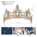 Vues détaillées de la couronne de mariée en alliage doré avec strass et motifs de feuilles - TS-J3364G / Doré