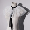 Witte tule kraag met meerdere lagen en zwart fluwelen lint voor Halloween kostuums - Wit Stijl (WB-J002WHITE)