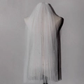 Elegant white bridal wedding veil with pearls and soft tulle for wedding ceremony - Pearl Embellished Mid-length Veil (HS-J7433)