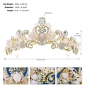 Vista dettagliata del diadema in cristallo rosa con montatura dorata e dimensioni di 13 cm - Rosa