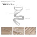 Detail of silver rhinestone headband with long fringe tassels showing dimensions and sparkle - Silver TS-J3219S