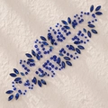 Elegant bridal hair vine with navy blue crystals and silver wire for wedding hairstyles - Deep Blue Gem Silver Hairband (HS-J6935BLUE)