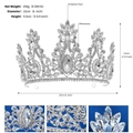 Detailansicht der silbernen Brautkrone mit Strasssteinen, 15 cm Durchmesser und 9,5 cm Höhe - Silber Weißer Strass