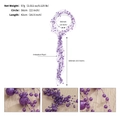 Detalle de diadema de perlas moradas de 56cm con medidas y especificaciones de peso - Morado