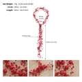 Detail view of red bridal imitation pearl headband with weight and size specifications - Red