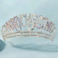 Silver Merry Christmas tiara featuring colorful AB rhinestones for holiday parties - Silver (TS-J3428S)