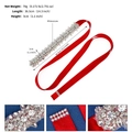 Detail view of red bridal sash with silver marquise rhinestones and crystal flower pattern - Red Satin Ribbon