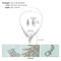 Guía de tallas y detalles del conjunto de collar y pendientes de cristal de novia - Plata Estilo A (NS-J6522S)