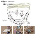 Detailed size specifications for handmade silver crystal hairband and earring set - Purple (HS-J6882)