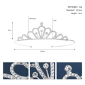 Detaillierte Maße der silbernen Strass-Prinzessin-Tiara mit 12,5 cm Durchmesser für Mädchen - Silber Stil 5 (TS-J2995)
