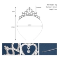 Dimensiones detalladas de la diadema de corona de diamantes de imitación para niñas - Plateado (TS-J3083S)