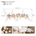Elegante fascia da sposa con fiori di ceramica bianca, perle e foglie dorate - Stile Floreale Perla Fatto a Mano (HS-J6870G) / 18cmx11cm / Oro