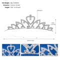 Detailed size specifications for a sparkling rhinestone heart tiara for young girls - Continuous Heart Style (TS-J3093S) / Silver