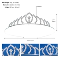 Dimensions détaillées de la couronne strass argentée de 12,5 cm de diamètre et 16 g - Style Classique Arqué (TS-J3095S) / Argent