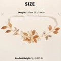 Detail showing dimensions of bridal leaf hairband with white pearls and gold leaves - One Size / Gold Leaves (GS-J014)