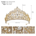 Lussuosa corona da sposa in oro con strass bianchi e dettagli floreali per matrimoni - Oro