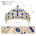 Corona vintage barocca con strass blu e dimensioni in finitura dorata - Blu