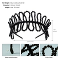 Elegante tiara con perline di cristallo nero e terminali protettivi in gomma morbida - Stile Heavy Craft (TS-J3345BLK) / Nero