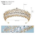 Gold luxury rhinestone bridal crown with clear crystals, 14cm diameter and 96g weight - Gold + White Rhinestone (TS-J3208G)