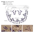 Detailed measurement chart of bridal headband and earrings set with purple rhinestones - Purple Style (HS-J6866SP)