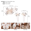 Detailed view of handmade rose gold bridal hair comb set with pearls and crystals - Rose Gold (HS-J6971RG) / Rose Gold