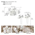 Detailed size chart for bridal flower hair comb set with imitation pearls and rhinestones - Silver (HS-J6971S) / Silver