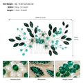 Pettine per capelli da sposa con strass verdi e perle dal design floreale elegante - Verde