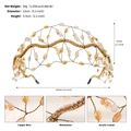 Cerchietto barocco in cristallo con filo d'oro, strass e perline ambrate, diametro 13cm - Medio (J3263) / Champagne (TS-J3263XB)