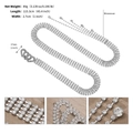 Dettaglio della catena da corpo in strass con fibbia a cuore e maglia d'argento regolabile - Stile Doppio Cuore Argento (WS-J243S)