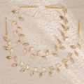 Lot de deux vignes de cheveux dorées avec feuilles en métal et clips pour mariées - Style Feuille Double Rangée Doré (HS-J7014G)