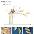 Specifiche dettagliate delle dimensioni del pettine per capelli da sposa in rame fatto a mano - Stile Floreale Bianco (HS-J6742)