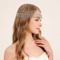 Cadena para el pelo de plata con flecos de diamantes bisutería bohemia multicapa - Estilo Plateado (HS-J6931S)