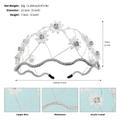 Dettaglio del diadema da sposa in strass argento, dimensioni 12,5x7,5cm, lavoro floreale - Argento (TS-J3315S)