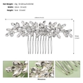 Silberner Blattschmuck Braut-Haarkamm mit Strass zeigt Maße von 10 cm x 5 cm - Silber