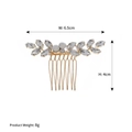 Golden olive leaf bridal hair comb with rhinestones and white stones, size 6.5x4cm - Gold (HS-J6265)