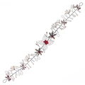 Bandeau de mariée fait main avec cristaux rouges et champagne sur fil de métal noir - Multicolore (HS-J4699)