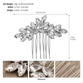 Details zum Brauthaarkamm mit Strasssteinen Größe 6,7x5,5cm und Blattmuster-Design - Blattförmiger Haarkamm (HS-J6999S) / Silber