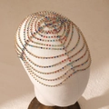 Exotic multi-layer hair chain with colorful rhinestones in golden finish for party - Multicolor (HS-J6793CAI)