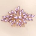 Exquisite handmade purple marquise rhinestone hair comb for bridal wedding hair styling - Light Purple Leaf Cluster Style (HS-J7081GP)