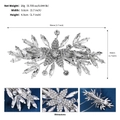 Detailed view of silver flower hair clip with rhinestones and precise size measurements - Silver (HS-J7052S)