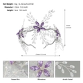 Détail du tissage en fil de cuivre et strass violets sur un bandeau de mariée - Style Floral Argent Violet (TS-J3318SP)