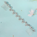 Tocado de novia plateado con pedrería de cristal y dos peines para fiestas de boda - Vid de Pelo de Cristal Plata (HS-J7092S)