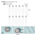 Detalle de 12 horquillas de flores con diamantes de imitación y diseño antideslizante - Plateado (HS-J3841S)