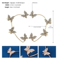 Detail view of gold butterfly ear cuff showing 3.7cm width and 6cm height with rhinestones - Gold Butterfly Style (Pair)