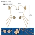 Detail view of bridal ear cuff showing 11cm height, 11g weight and floral tassel design - Butterfly Tassel Style (Pair)